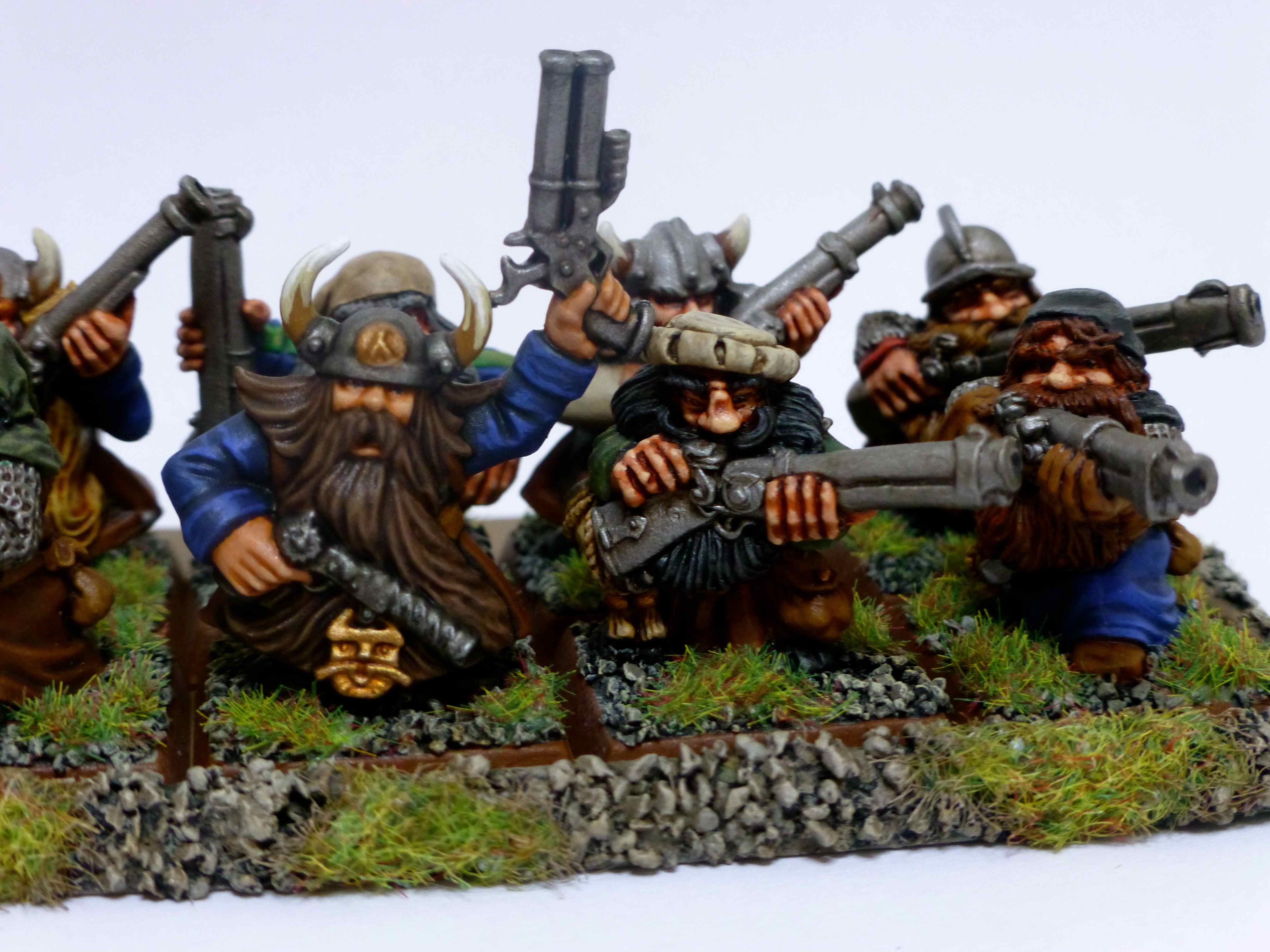 Warhammer Fantasy Dwarf Thunderers Command x3 Models Metal New in Blister 