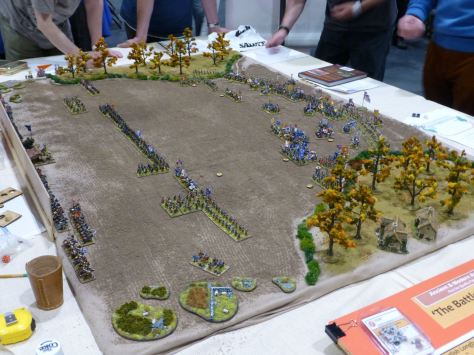 Battle of Agincourt being played using Field of Glory rules