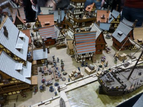 Medieval harbour town terrain by 4Ground at Salute 2015