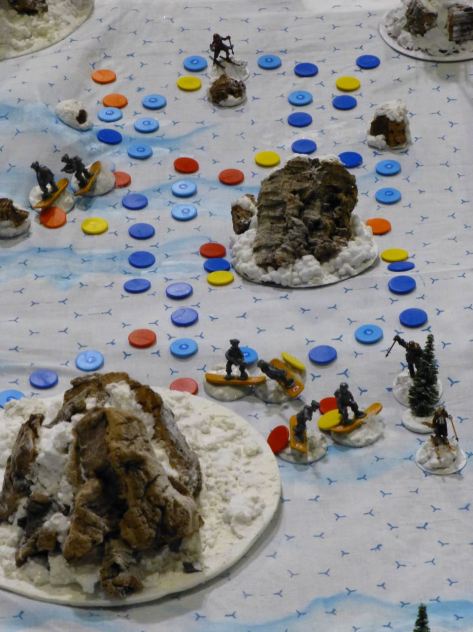 Miniatures and game tokens during the scenario