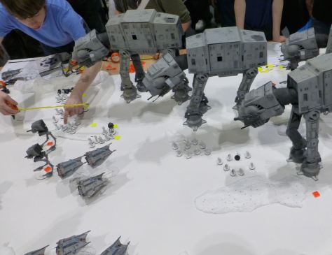Squadrons of snowspeeders attack the Imperial walkers