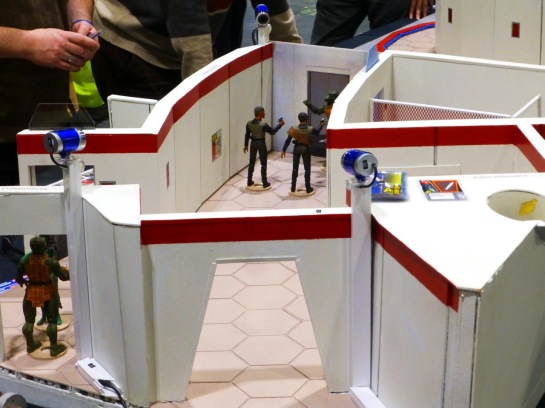 Star Trek actions figures in a scale model of corridors
