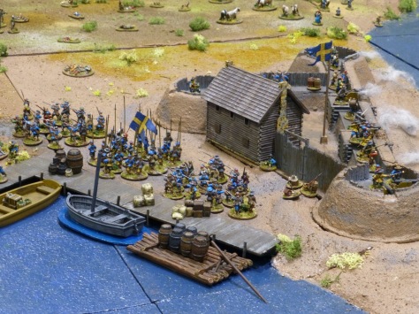 A small redoubt next to a quay and Swedish troops