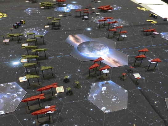 Fleets of space ships on a star mat