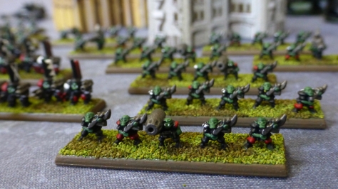 Bases with Space Ork infantry figures