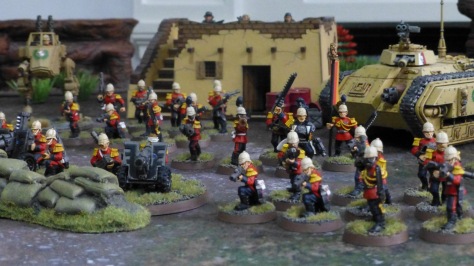 Eye level view of a line of Praetorian soldiers