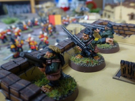 Space hobbits with sniper rifles in green uniforms